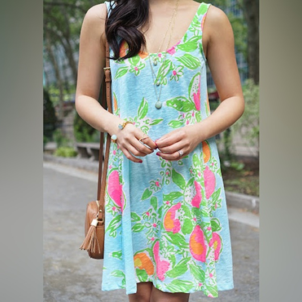 Lilly Pulitzer Carmel Dress Pool Blue Pink Lemonade M